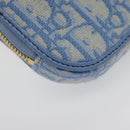 Christian Dior Chain Trotter Canvas Shoulder Bag Blue Gold Auth 94170SAM-18