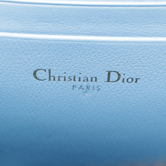 Christian Dior Chain Trotter Canvas Shoulder Bag Blue Gold Auth 94170SAM
