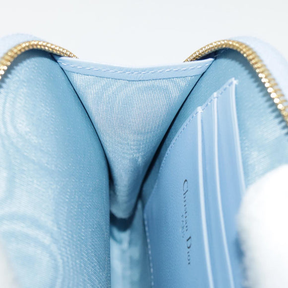 Christian Dior Chain Trotter Canvas Shoulder Bag Blue Gold Auth 94170SAM