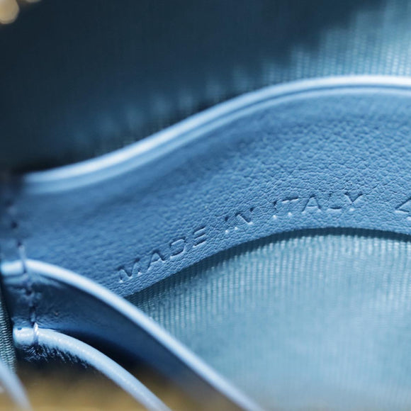 Christian Dior Chain Trotter Canvas Shoulder Bag Blue Gold Auth 94170SAM