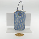 Christian Dior Chain Trotter Canvas Shoulder Bag Blue Gold Auth 94170SAM-12