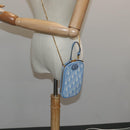 Christian Dior Chain Trotter Canvas Shoulder Bag Blue Gold Auth 94170SAM-30
