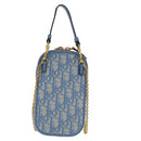 Christian Dior Chain Trotter Canvas Shoulder Bag Blue Gold Auth 94170SAM-2