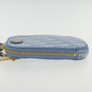 Christian Dior Chain Trotter Canvas Shoulder Bag Blue Gold Auth 94170SAM-3