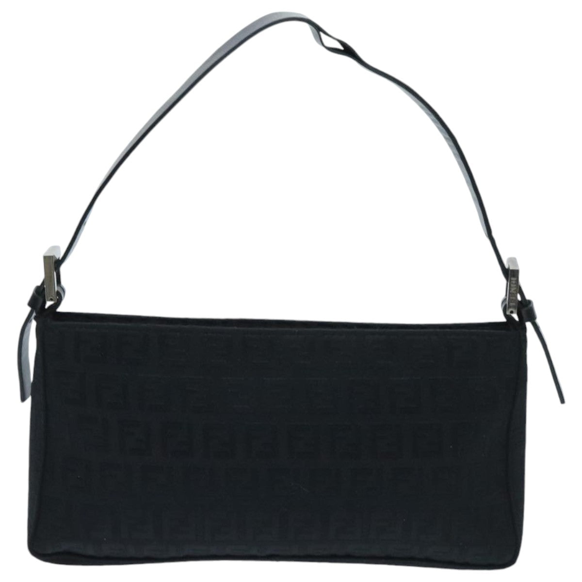 FENDI Zucchino Canvas Hand Bag Black Silver Auth 94186 - 0