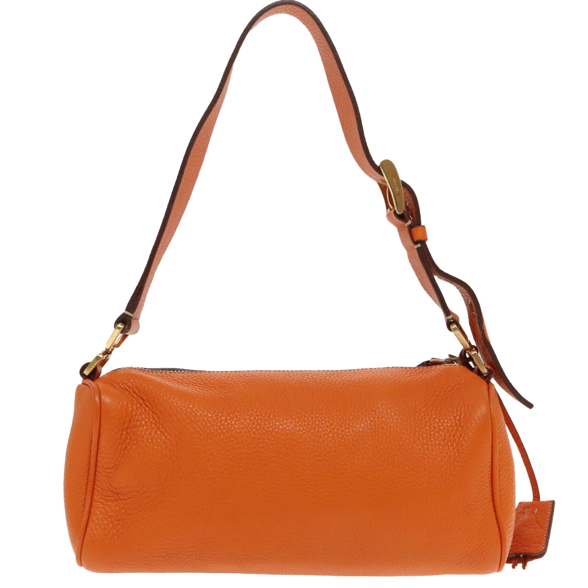 PRADA Shoulder Bag Leather Orange Gold Auth 94190 - 0