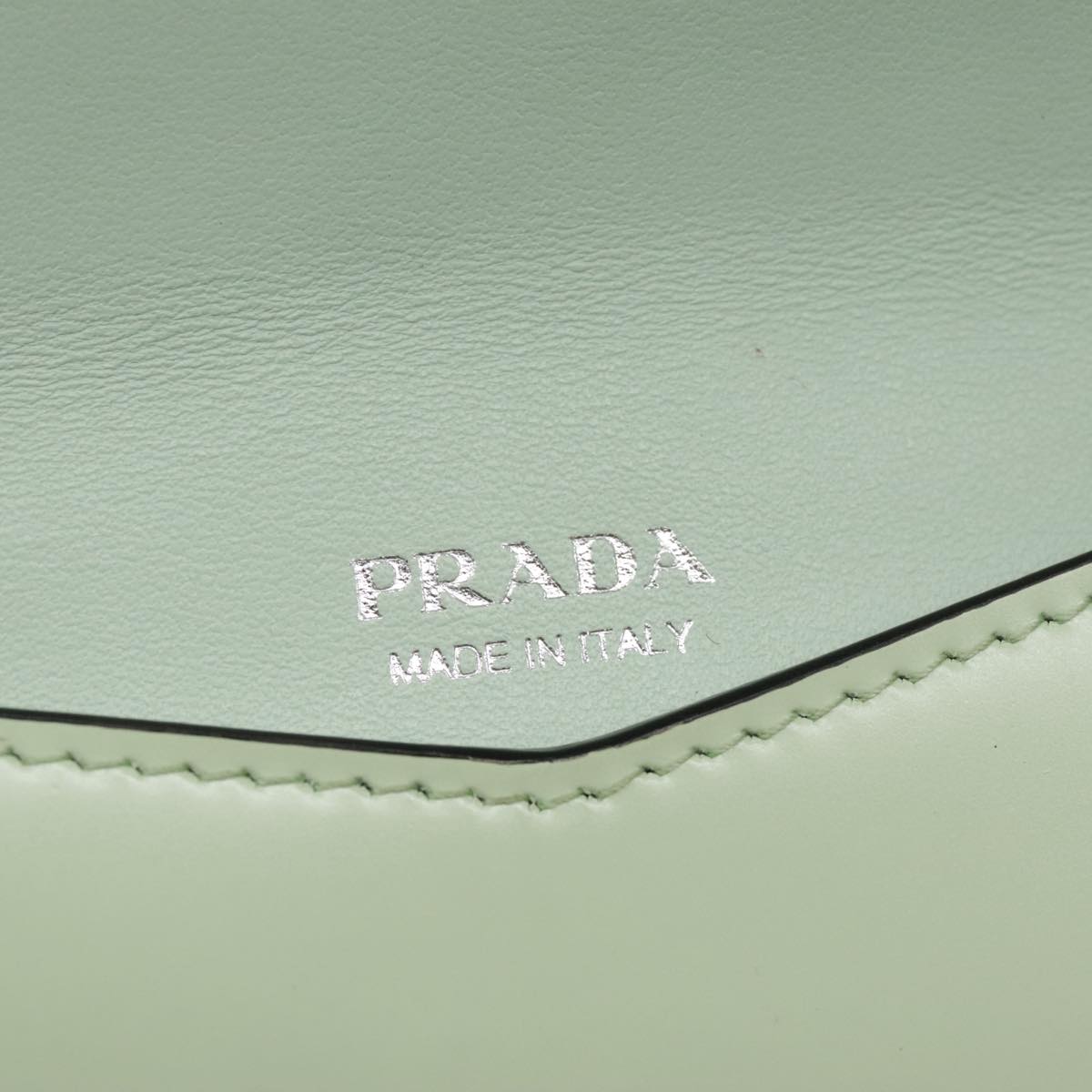 PRADA Chain Long Wallet Leather Peppermint Silver Auth 94192