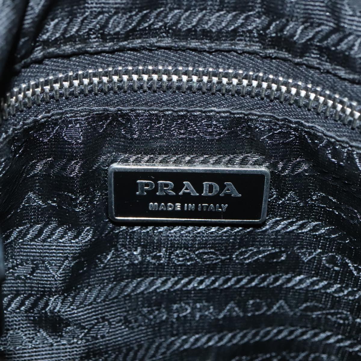 PRADA Shoulder Bag Nylon Leather Black Silver Auth 94193