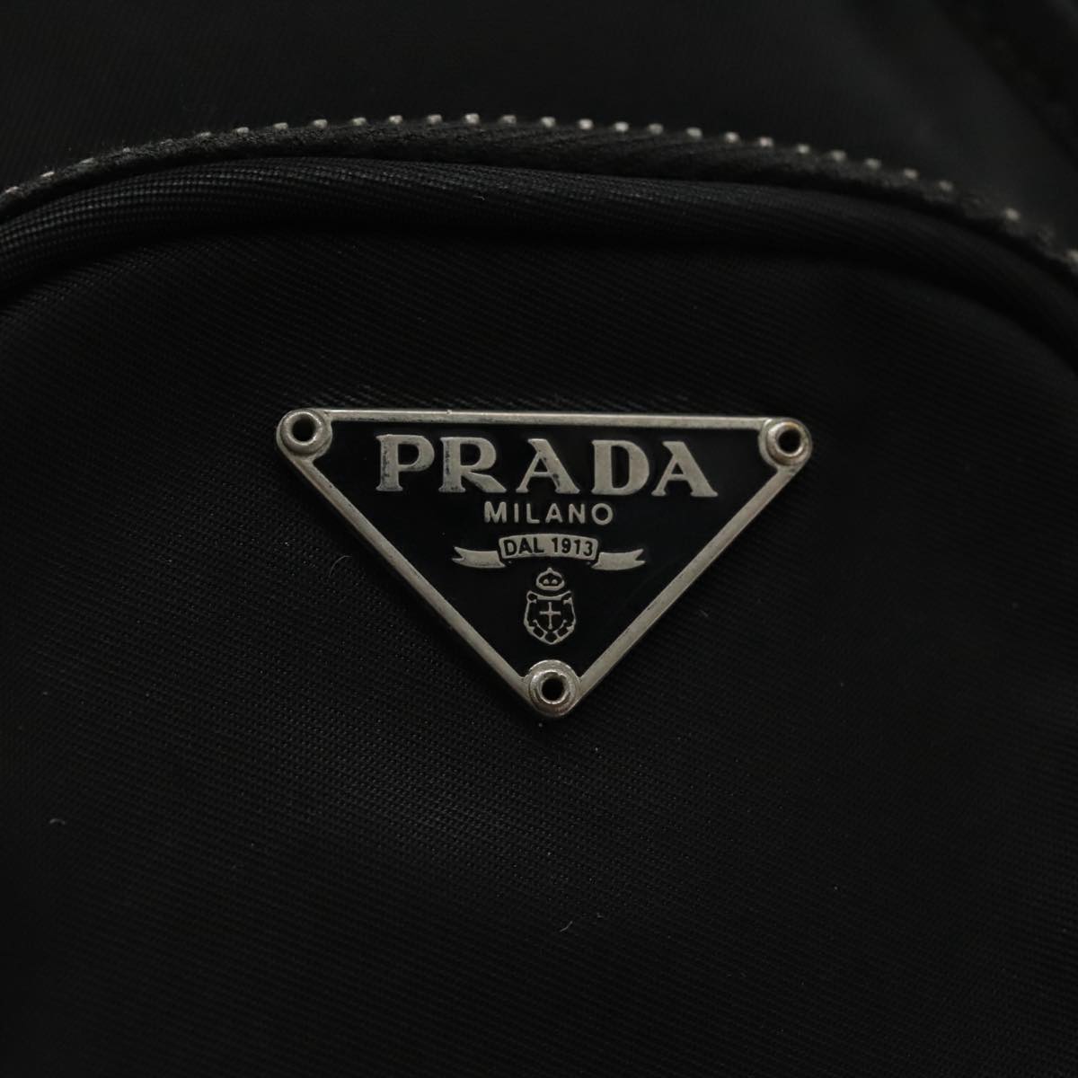 PRADA Hand Bag Nylon Black Silver Auth 94194