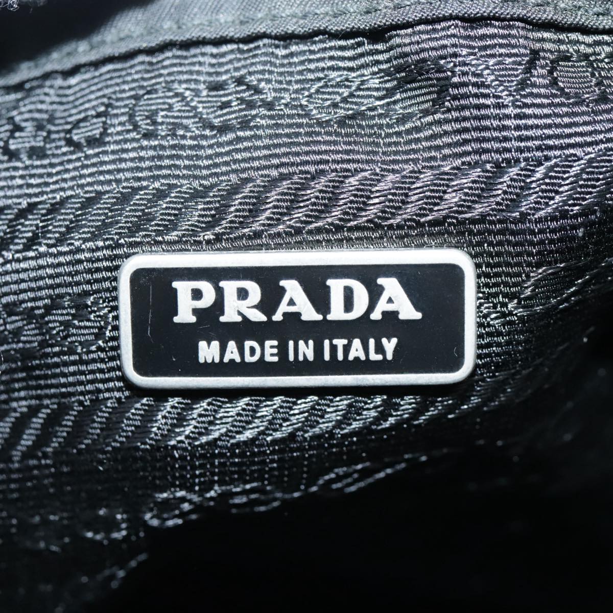 PRADA Hand Bag Nylon Black Silver Auth 94194