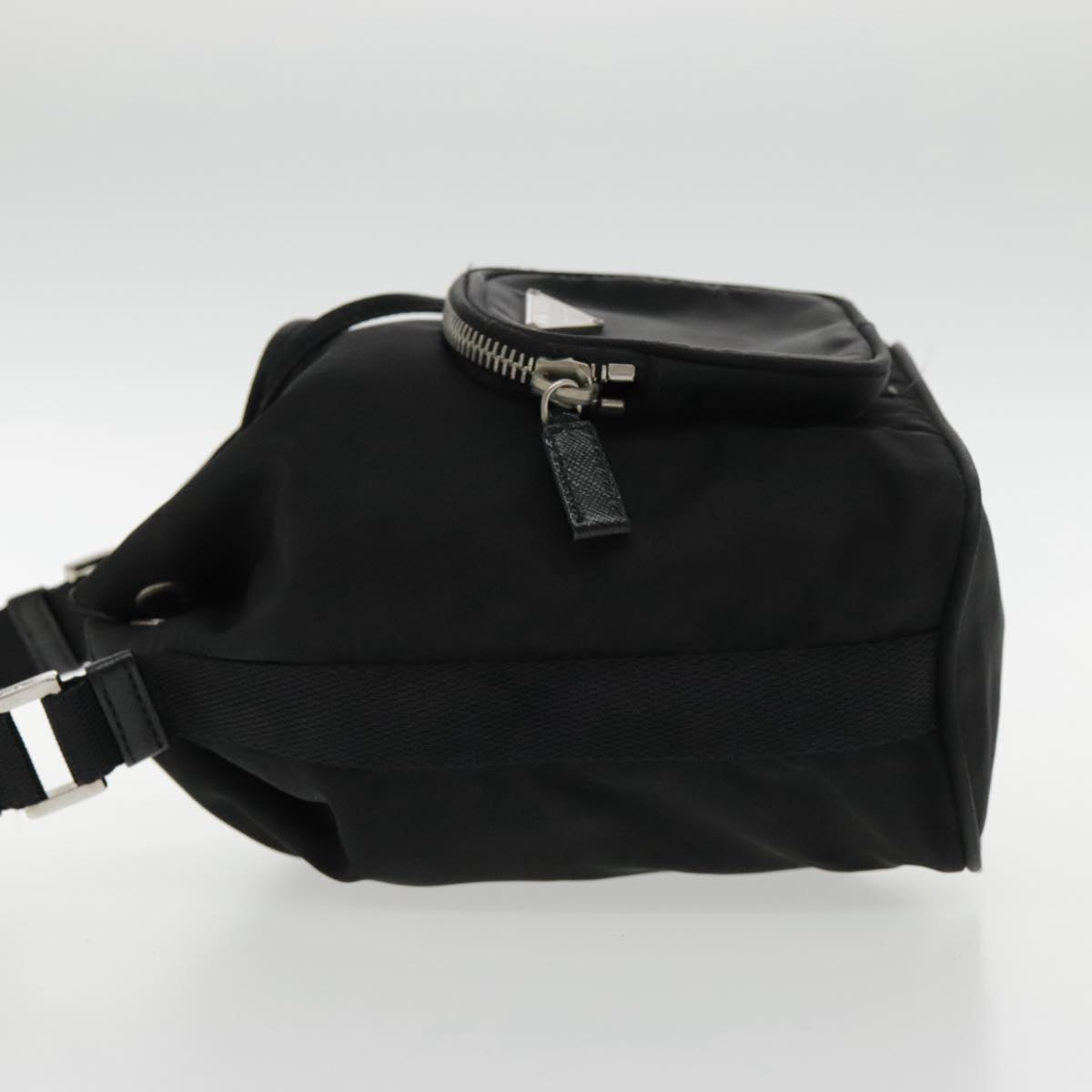 PRADA Hand Bag Nylon Black Silver Auth 94194