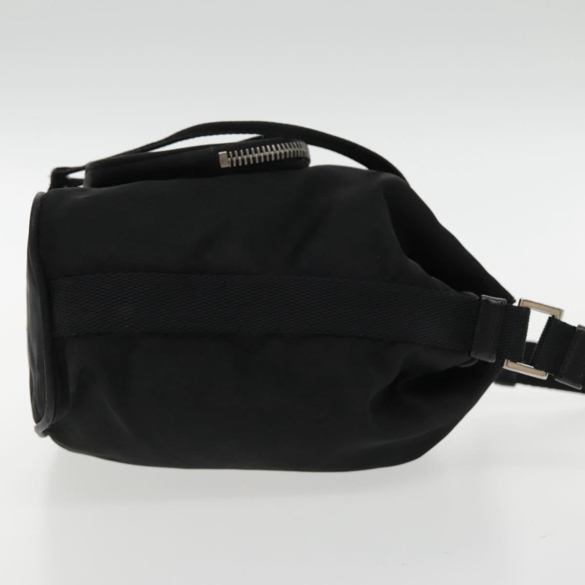 PRADA Hand Bag Nylon Black Silver Auth 94194