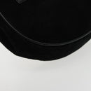 Salvatore Ferragamo Gancini Chain Shoulder Bag Suede Black Gold Auth 94201-15