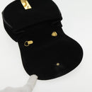 Salvatore Ferragamo Gancini Chain Shoulder Bag Suede Black Gold Auth 94201-9