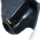 Salvatore Ferragamo Gancini Chain Shoulder Bag Suede Black Gold Auth 94201-11