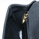 Salvatore Ferragamo Gancini Chain Shoulder Bag Suede Black Gold Auth 94201-18