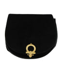 Salvatore Ferragamo Gancini Chain Shoulder Bag Suede Black Gold Auth 94201-13