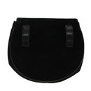 Salvatore Ferragamo Gancini Chain Shoulder Bag Suede Black Gold Auth 94201-2