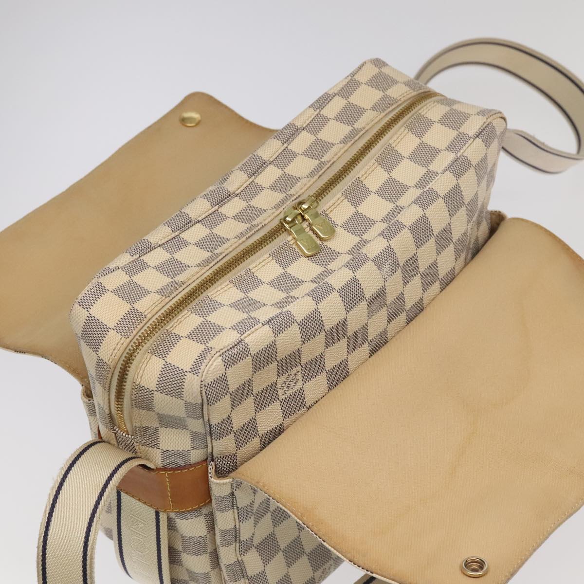 LOUIS VUITTON Damier Azur Naviglio Shoulder Bag N51189 LV Auth 94202