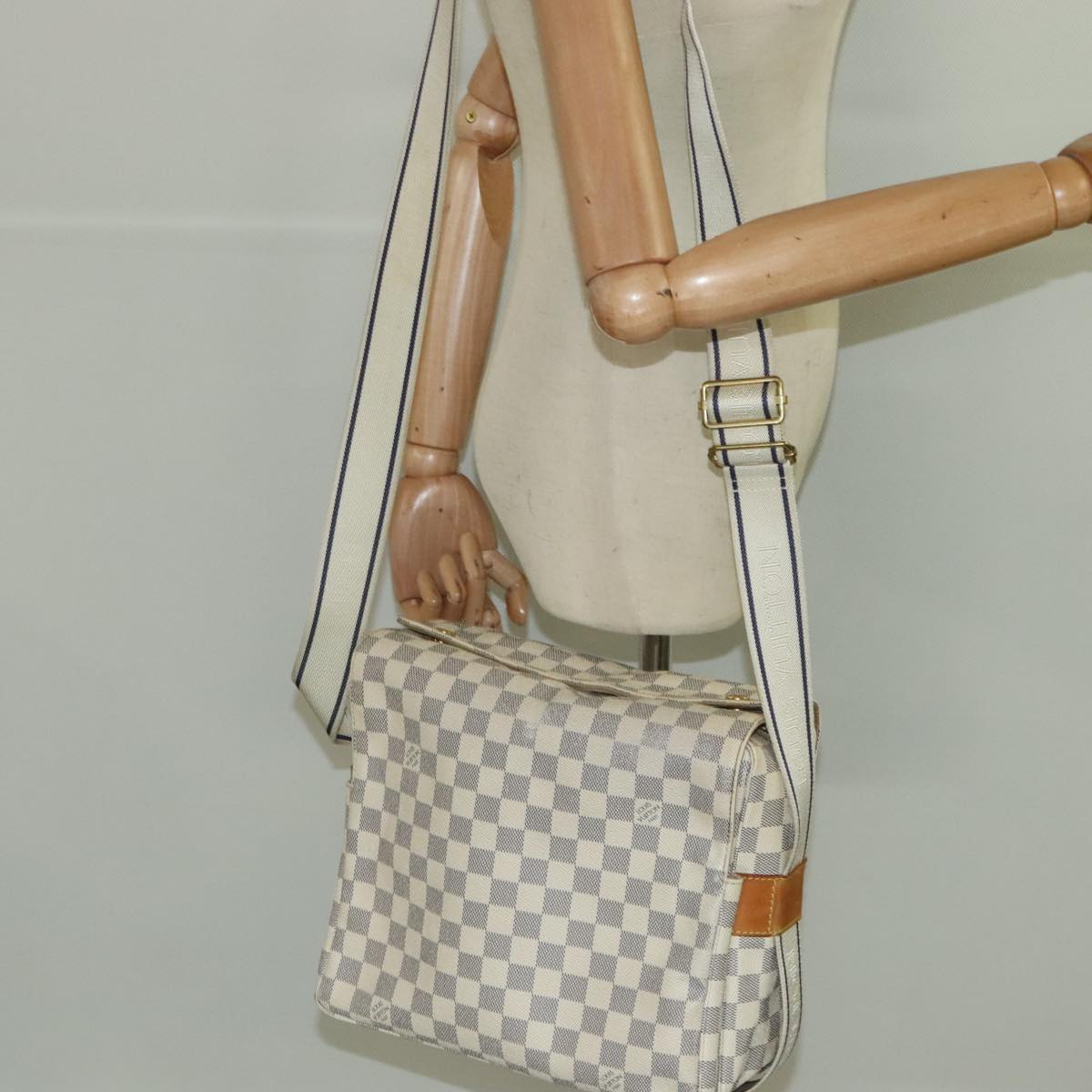 LOUIS VUITTON Damier Azur Naviglio Shoulder Bag N51189 LV Auth 94202