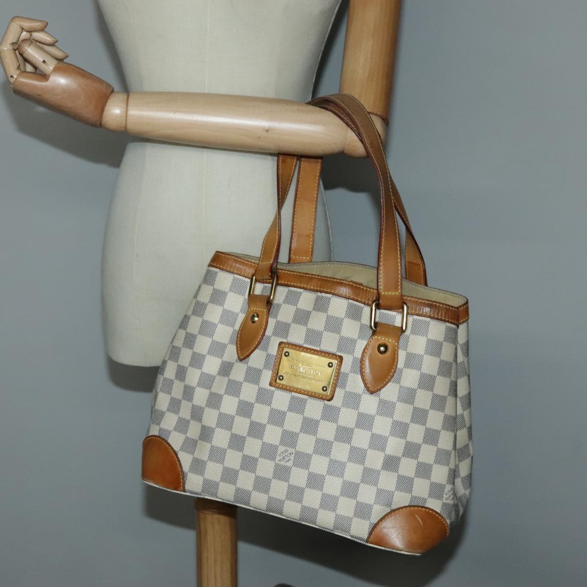 LOUIS VUITTON Damier Azur Hampstead PM Tote Bag N51207 LV Auth 94207