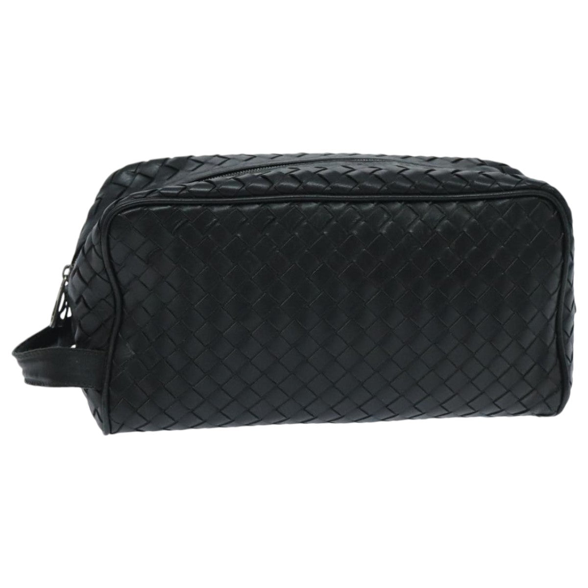 BOTTEGA VENETA INTRECCIATO Clutch Bag Leather Black Auth 94230