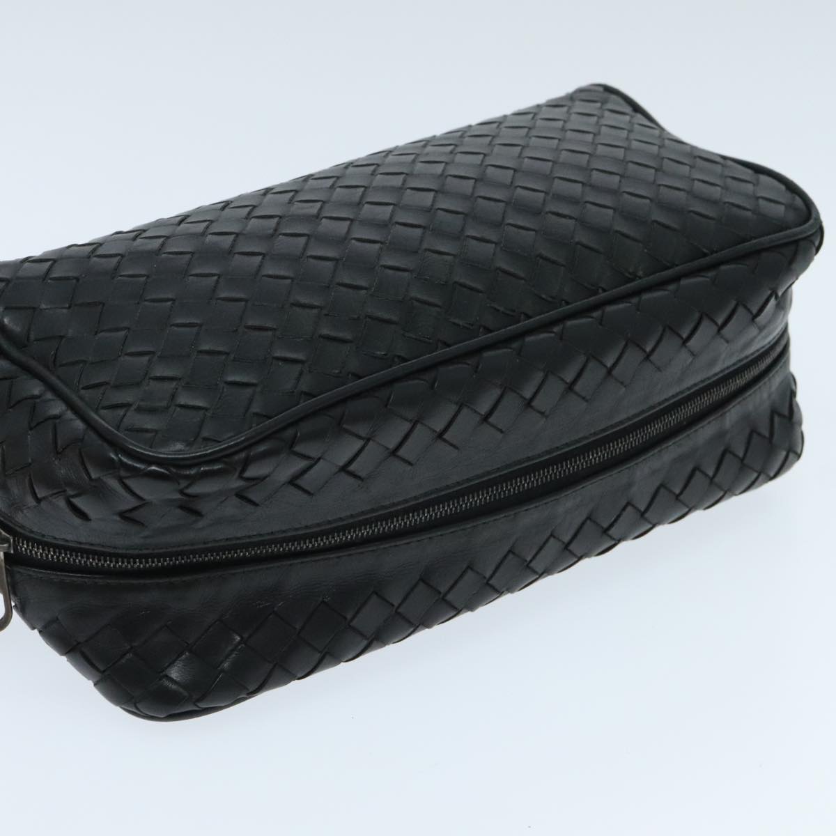 BOTTEGA VENETA INTRECCIATO Clutch Bag Leather Black Auth 94230