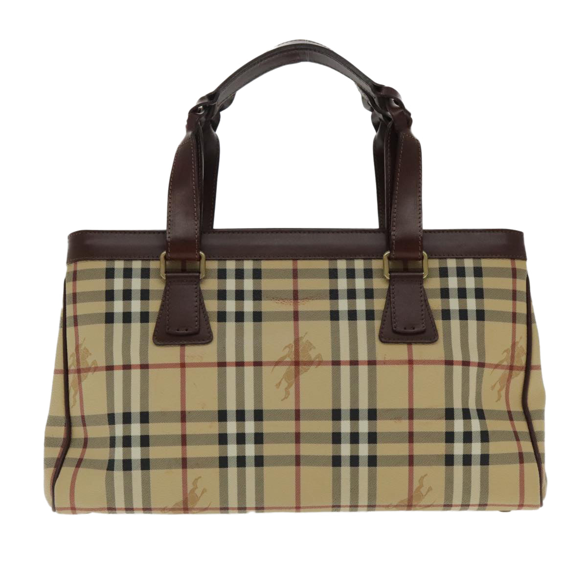 BURBERRY Nova Check Hand Bag PVC Beige Auth 94233