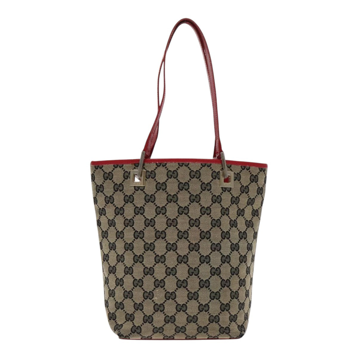 GUCCI GG Canvas Tote Bag Beige Gold Red 002 1099 Auth 94241 - 0