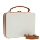 GUCCI Hand Bag Leather 2way Brown White gold Auth 94243-1