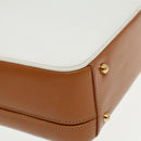 GUCCI Hand Bag Leather 2way Brown White gold Auth 94243-10