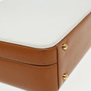 GUCCI Hand Bag Leather 2way Brown White gold Auth 94243-12