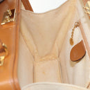 GUCCI Hand Bag Leather 2way Brown White gold Auth 94243-18