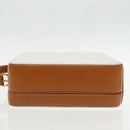 GUCCI Hand Bag Leather 2way Brown White gold Auth 94243-5