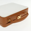 GUCCI Hand Bag Leather 2way Brown White gold Auth 94243-6