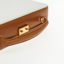 GUCCI Hand Bag Leather 2way Brown White gold Auth 94243-7