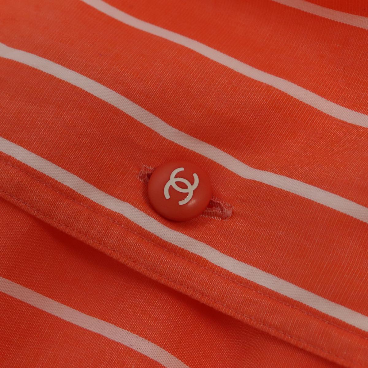 CHANEL Shirt Cotton Orange CC Auth 94245A