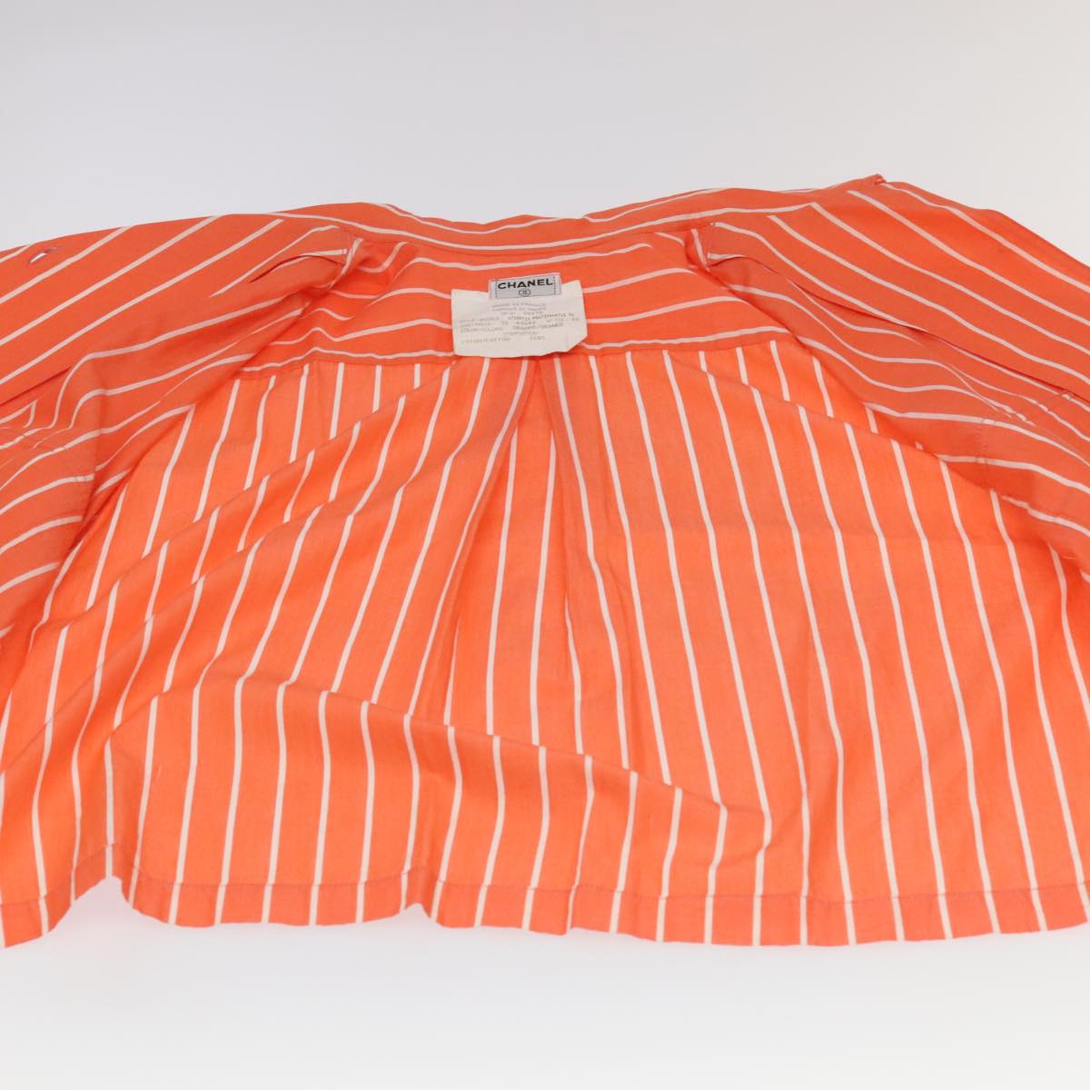 CHANEL Shirt Cotton Orange CC Auth 94245A