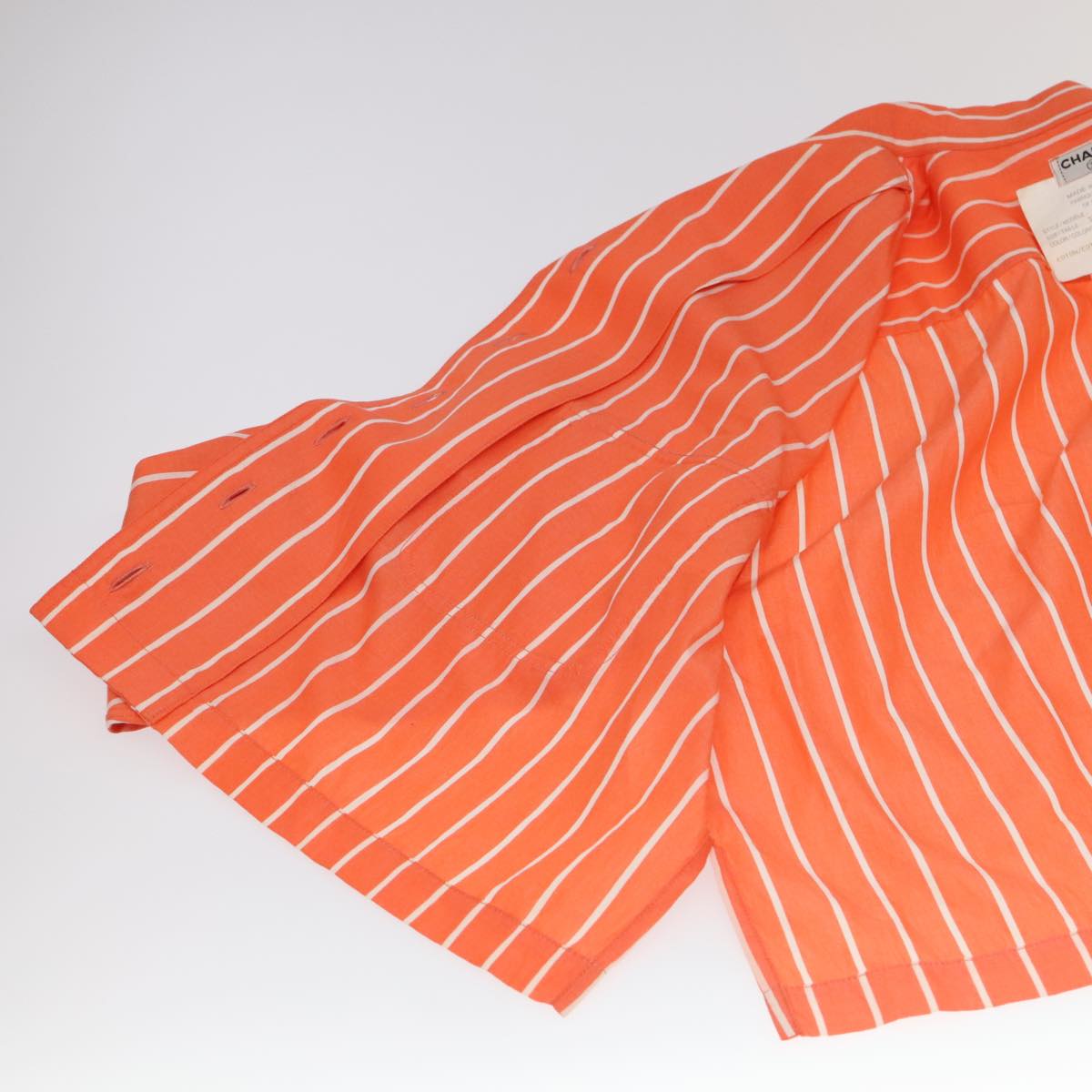 CHANEL Shirt Cotton Orange CC Auth 94245A