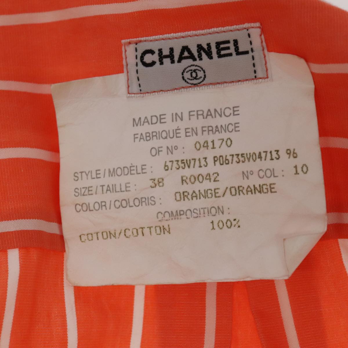 CHANEL Shirt Cotton Orange CC Auth 94245A