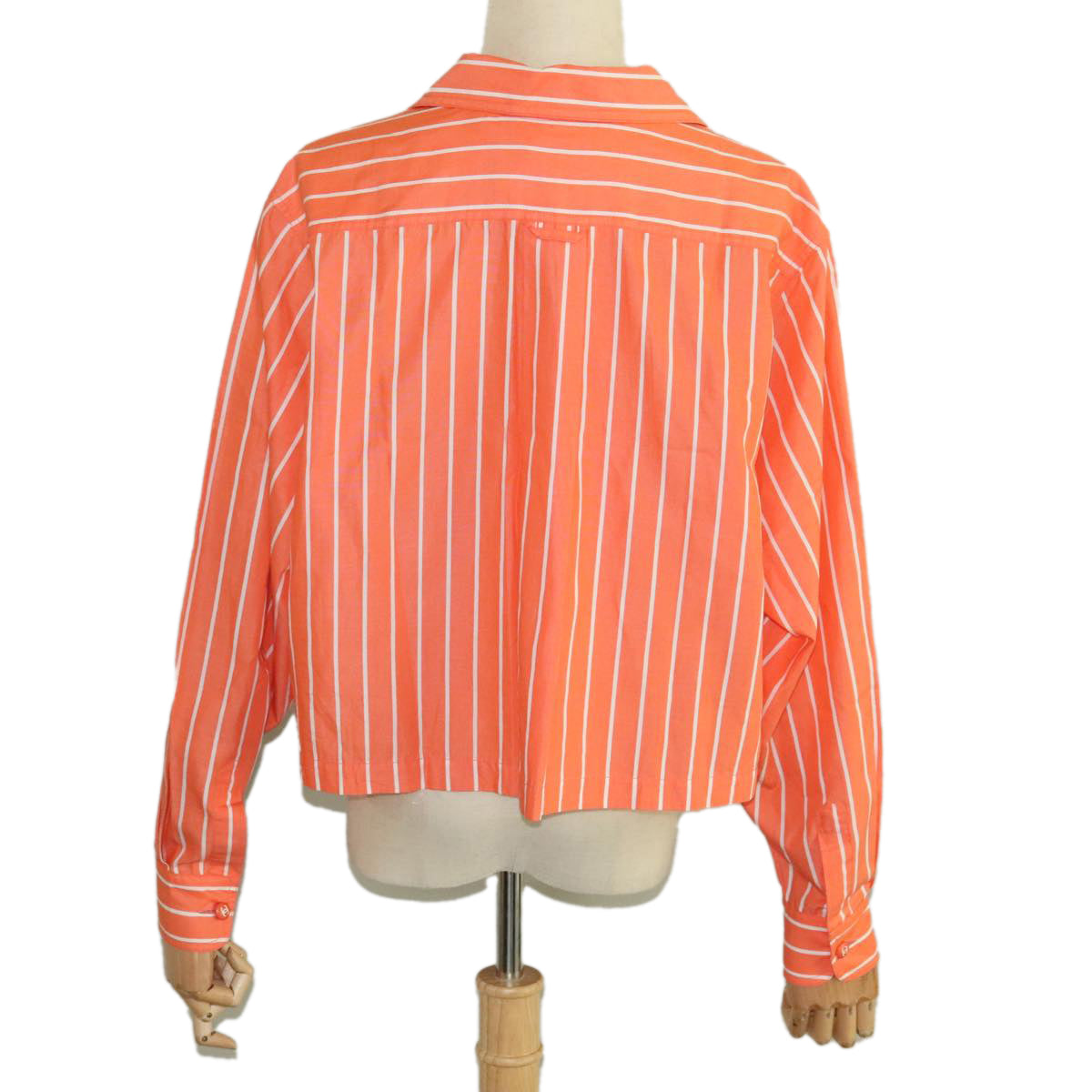 CHANEL Shirt Cotton Orange CC Auth 94245A