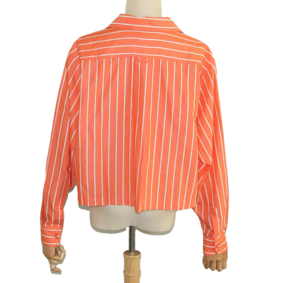 CHANEL Shirt Cotton Orange CC Auth 94245AM