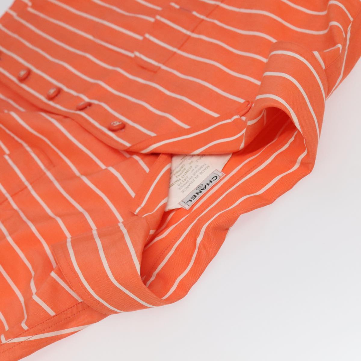 CHANEL Shirt Cotton Orange CC Auth 94245A