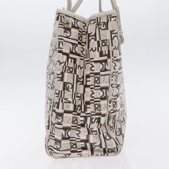 Salvatore Ferragamo Tote Bag Leather White Silver Auth 94246