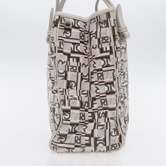 Salvatore Ferragamo Tote Bag Leather White Silver Auth 94246