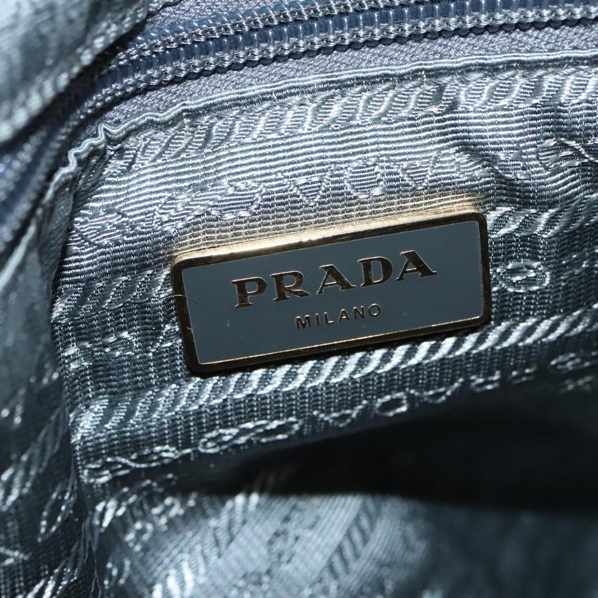 PRADA Hand Bag Nylon 2way Khaki Gold Auth 94249