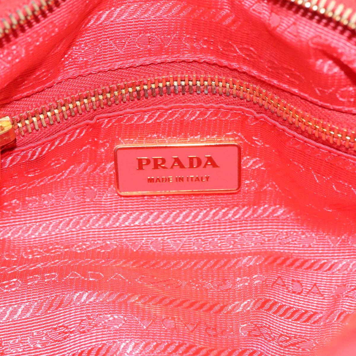 PRADA Shoulder Bag Nylon Orange Gold Auth 94250