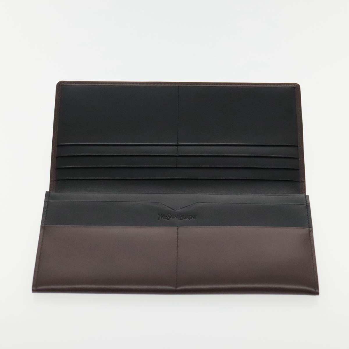 SAINT LAURENT Wallet Leather Bordeaux Auth 94255