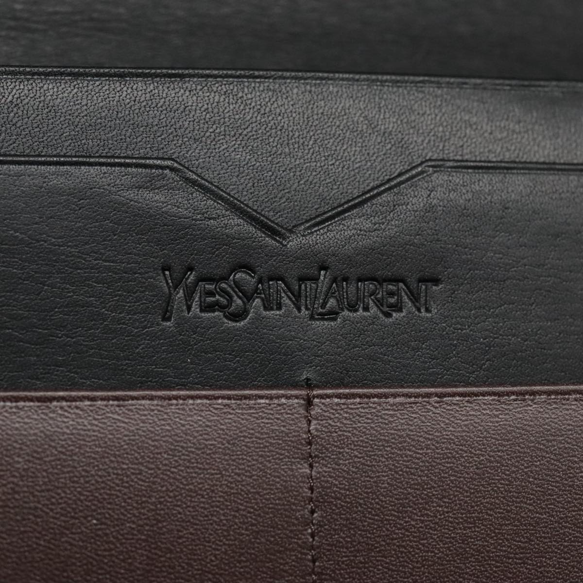 SAINT LAURENT Wallet Leather Bordeaux Auth 94255