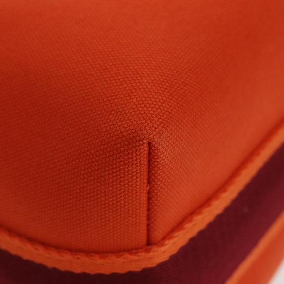 HERMES Pouch Cotton Orange Silver Auth 94262SM